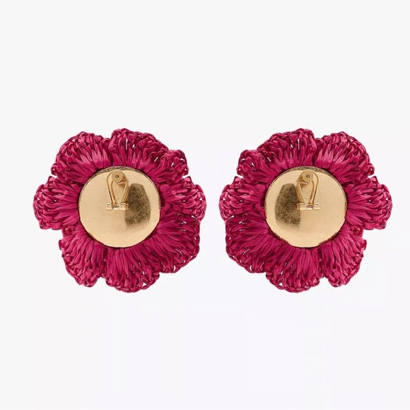 Zara Raffia Flower Earrings - Picture 2 of 9